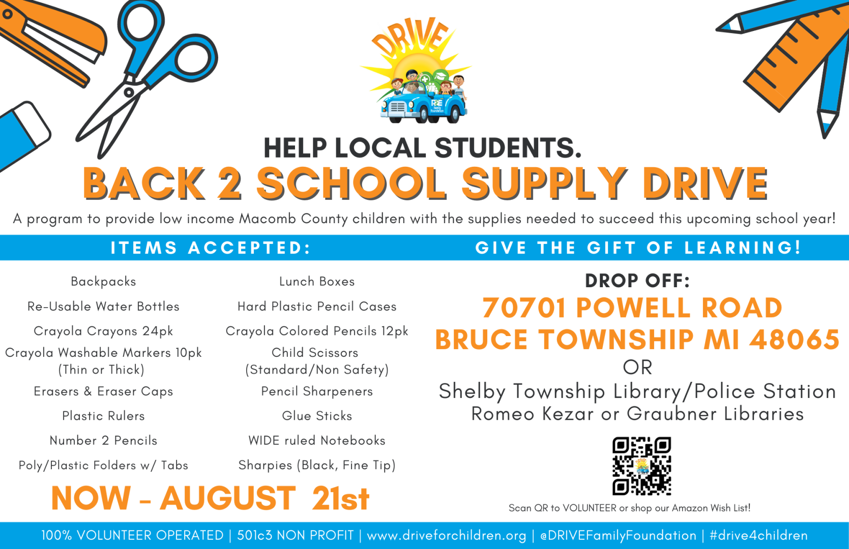 DRIVE Back 2 School Supply Drive