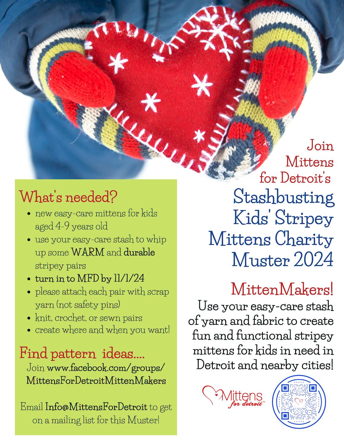 2024 Stashbusting Kids Stripey Mittens Charity Muster