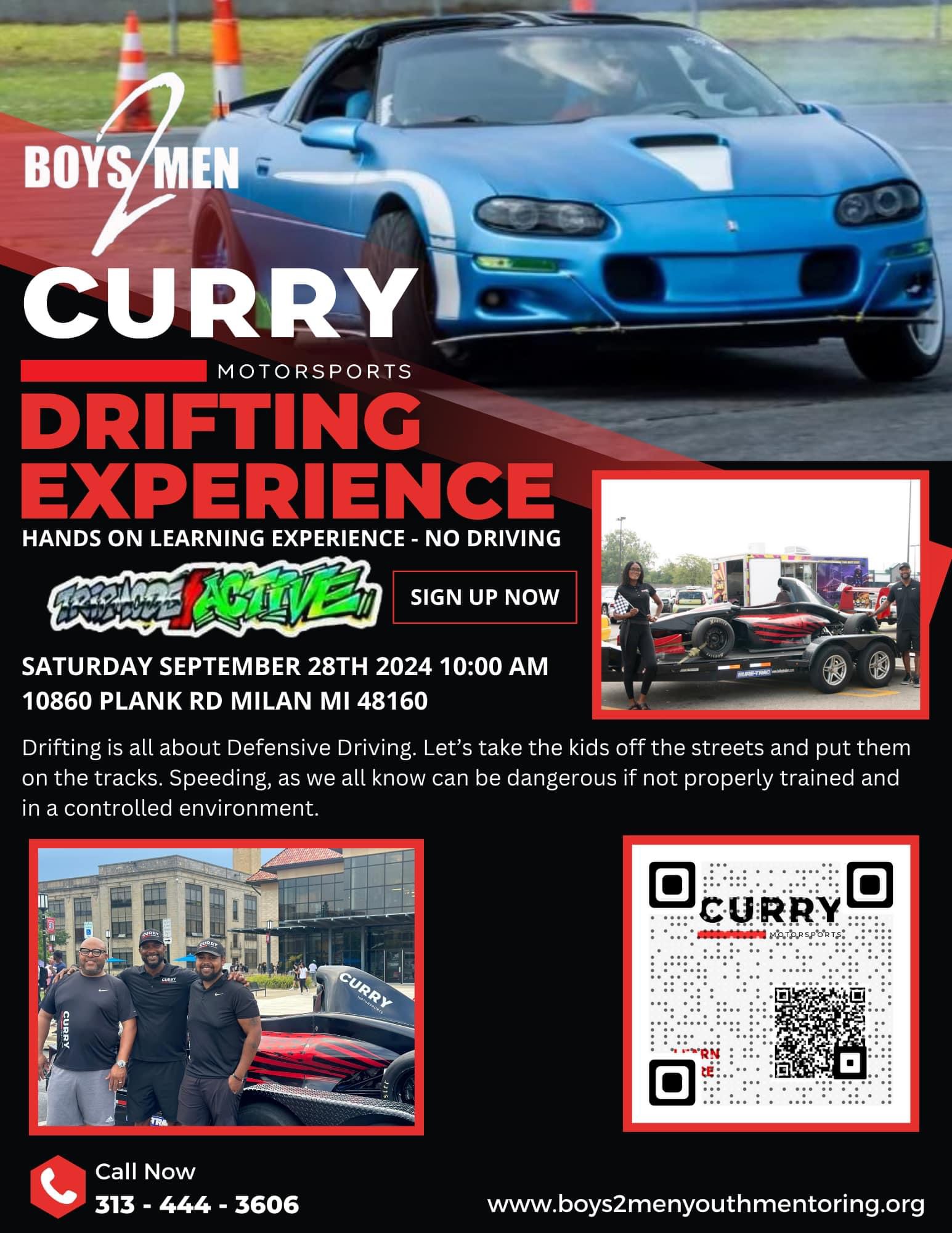 Flyer promoting drifting experience on September 28, 2024 at 10 a.m. 