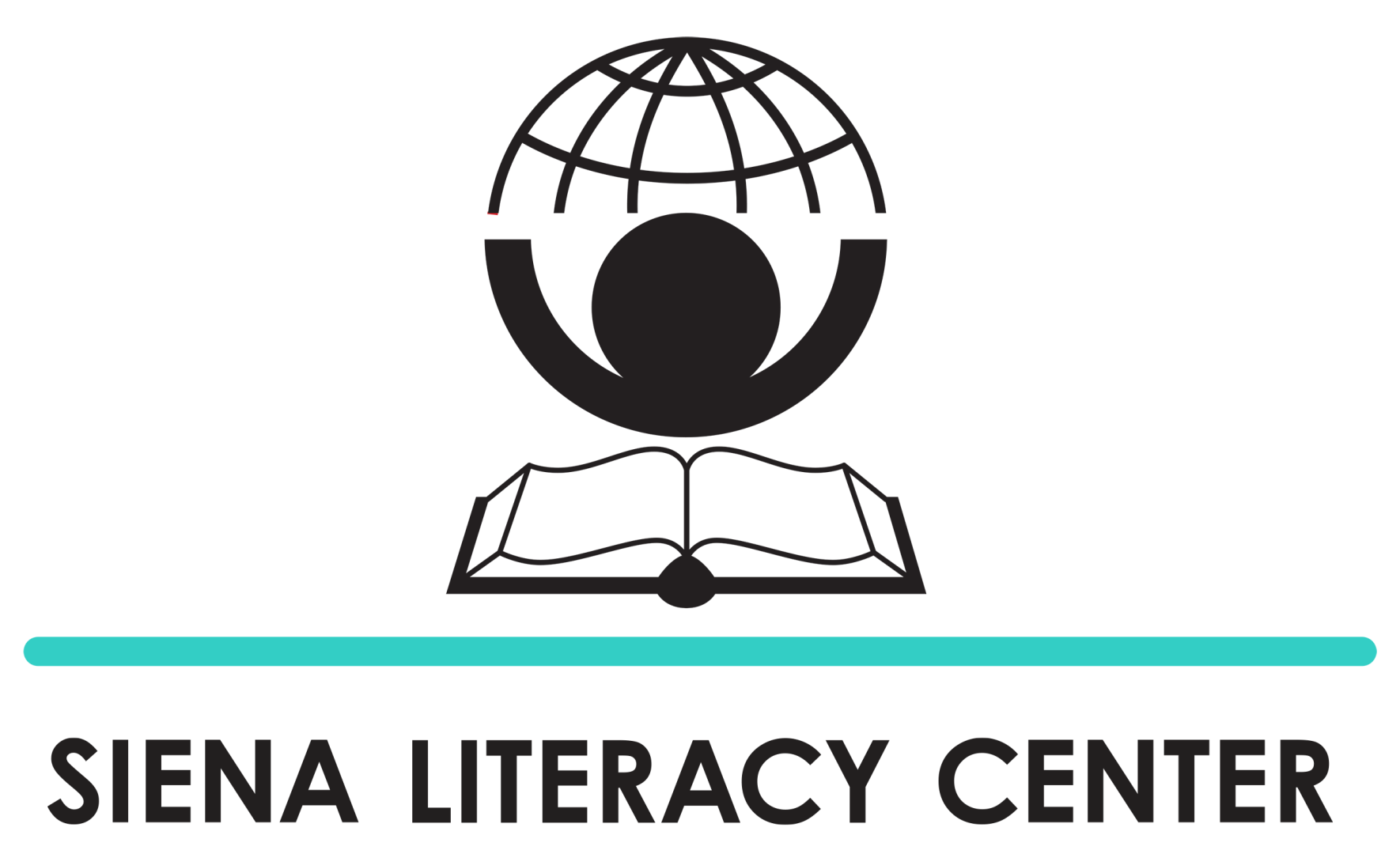 Siena Literacy Center logo with global hug and open book