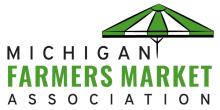 Michigan Farmers Market Association with green and white umbrella logo