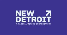 New Detroit blue logo white text