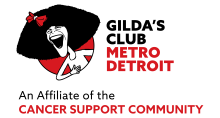 Gilda's Club Metro Detroit logo with Gilda laughing and text "Gilda's Club Metro Detroit: An Affiliate of the Cancer Support Community 